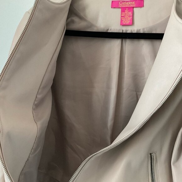 Catherine Malandrino Cream Moto Ruffle Hem Full Zip Jacket Size 8 - Picture 6 of 8